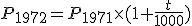 P_{1972}=P_{1971}\times (1+\frac{t}{1000})